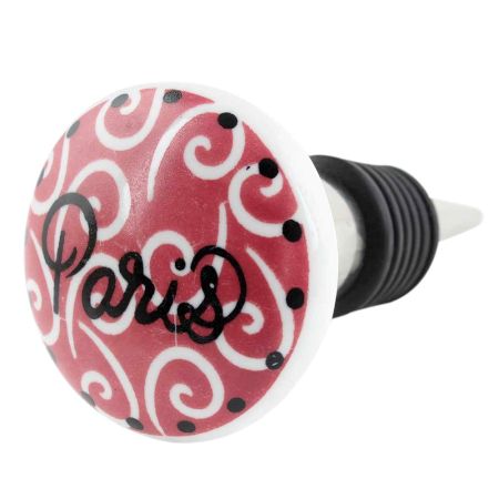Paris Pink Flat Wine Bottle Stopper